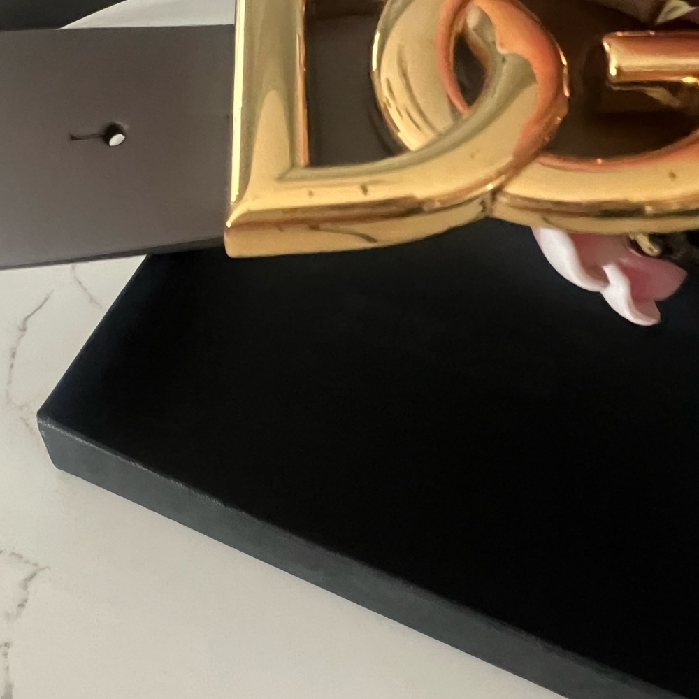 Dolce&Gabbana DG Logo Brown Leather Belt - Picture 5 of 15